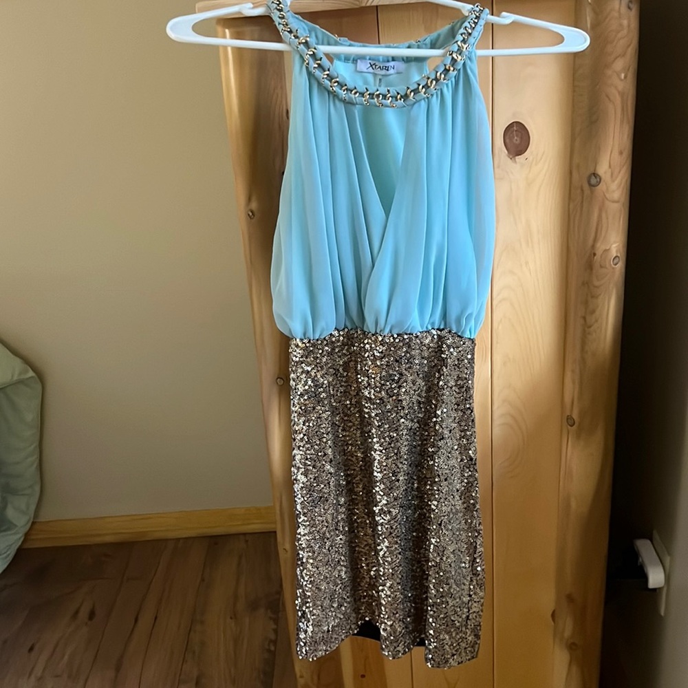 Sparkle tiffany blue short party dress